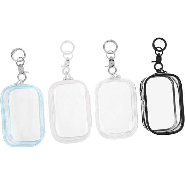 4 Borse trasparenti in PVC per bambole con cerniera e portachiavi, organizer resistente