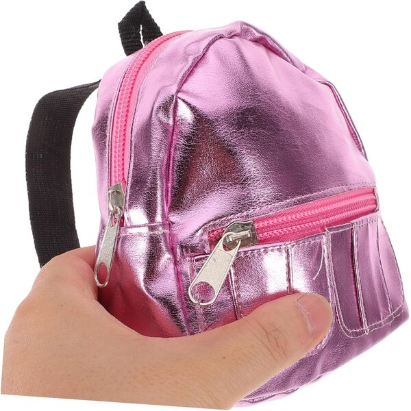 BESPORTBLE Mini-Rucksack für Puppen aus rosa Stoff – dekoratives Accessoire und Spielzeug