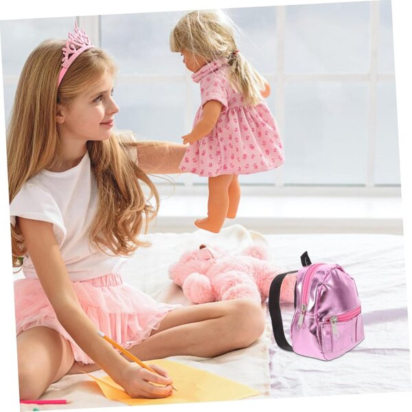 BESPORTBLE Mini-Rucksack für Puppen aus rosa Stoff – dekoratives Accessoire und Spielzeug
