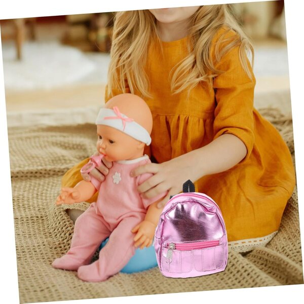 BESPORTBLE Mini-Rucksack für Puppen aus rosa Stoff – dekoratives Accessoire und Spielzeug