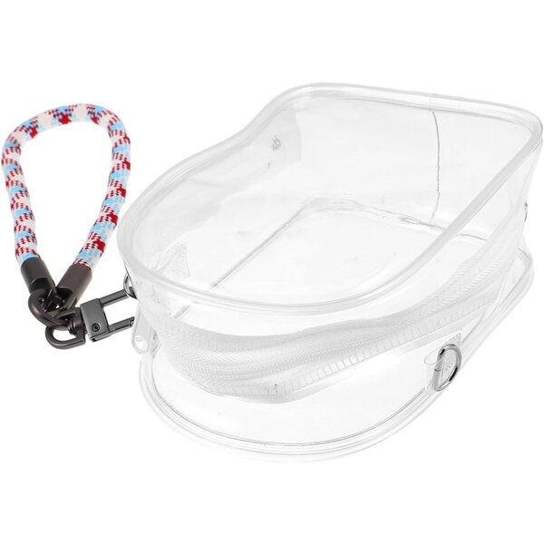 Borsa Portaoggetti Trasparente per Bambole con Cerniera e Cinturino Decorativo in PVC