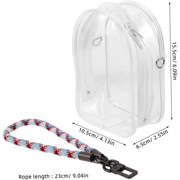Borsa Portaoggetti Trasparente per Bambole con Cerniera e Cinturino Decorativo in PVC