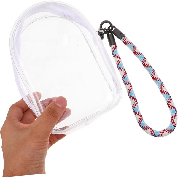 Borsa Portaoggetti Trasparente per Bambole con Cerniera e Cinturino Decorativo in PVC