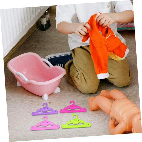 Hemobllo 16 pezzi Grucce Mini per Bambole in Plastica Colorate per Armadio