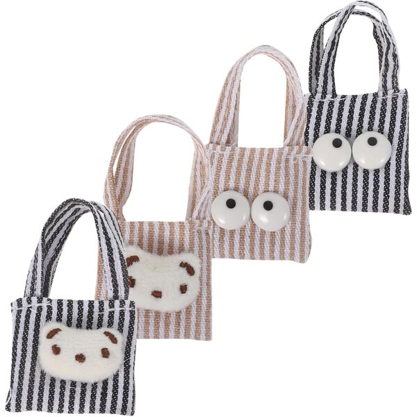 HEMOTON 4 Stück Mini-Leinentaschen für Puppenhaus-Rollenspielzubehör