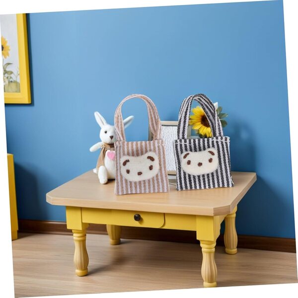 HEMOTON 4 Stück Mini-Leinentaschen für Puppenhaus-Rollenspielzubehör