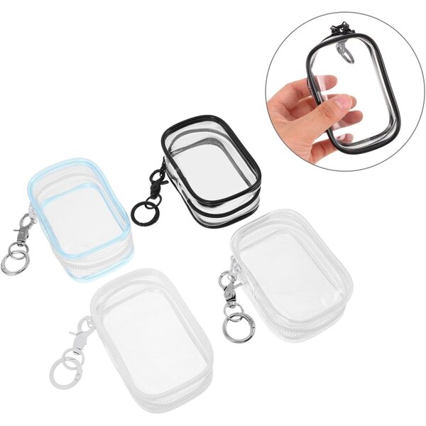 iplusmile Transparente, wasserdichte PVC-Hüllen für Sammlerstücke mit Schlüsselanhänger – Set mit 4 Stück