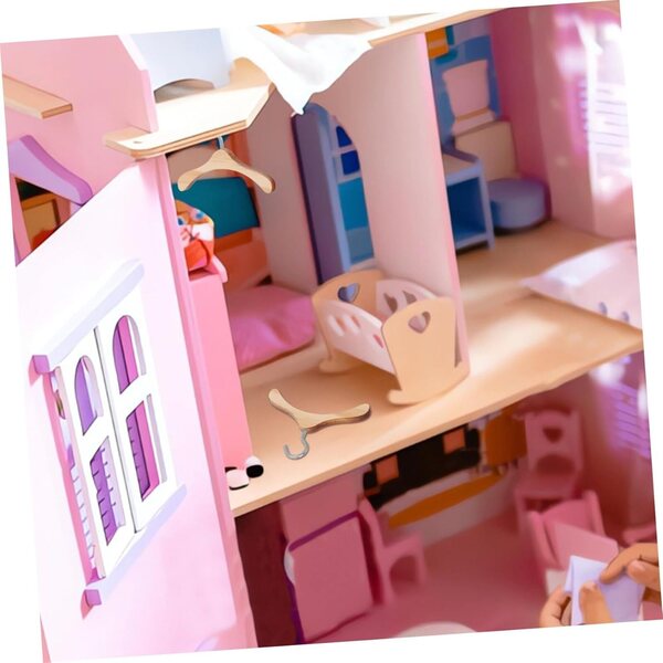 WOONEKY Set mit 10 Mini-Kleiderbügeln aus Holz für Puppen, widerstandsfähig und praktisch