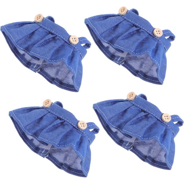 4 Vestiti con Salopette per Bambole 17 cm in Tessuto Morbido Blu Scuro