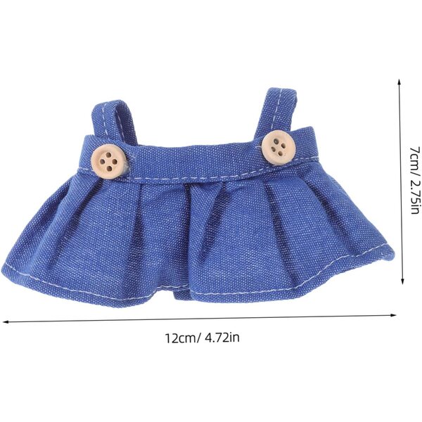 4 Vestiti con Salopette per Bambole 17 cm in Tessuto Morbido Blu Scuro