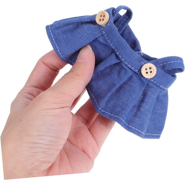 4 Vestiti con Salopette per Bambole 17 cm in Tessuto Morbido Blu Scuro