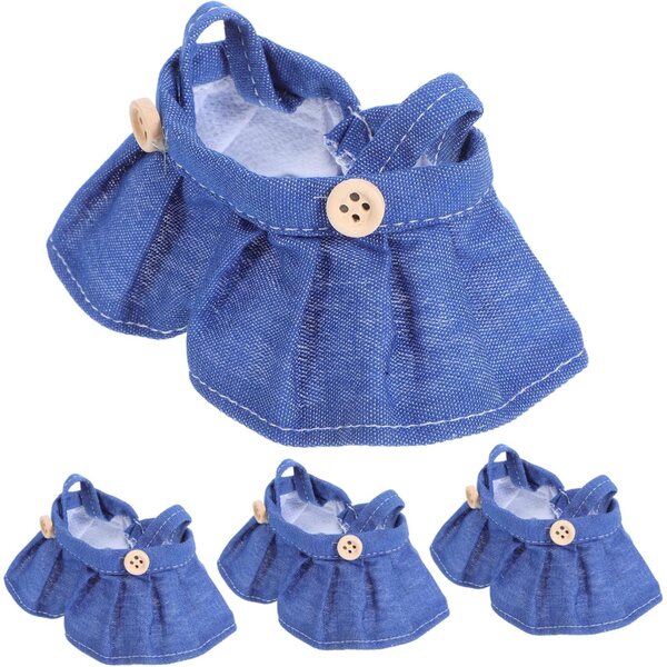 Vestiti per bambole peluche: 4 gonne salopette in stoffa blu scuro 17 cm
