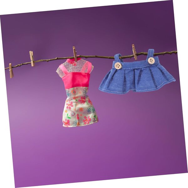 Vestiti per bambole peluche: 4 gonne salopette in stoffa blu scuro 17 cm