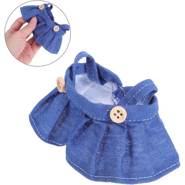 Vestiti per bambole peluche: 4 gonne salopette in stoffa blu scuro 17 cm
