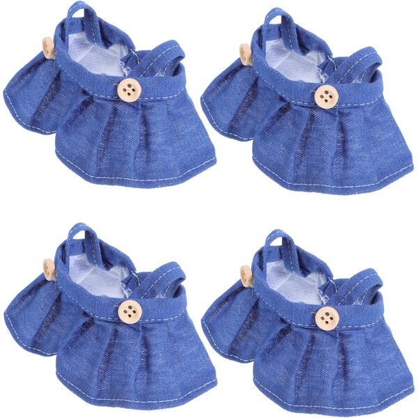 4er-Set Kleidung mit Stoffrock für 17-cm-Puppen – Schicke Plüsch-Overalls