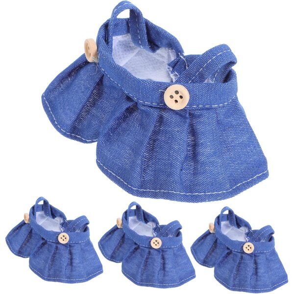 Set mit 4 Kleidungsstücken mit Latzhose und Rock für 17-cm-Puppen aus weichem und widerstandsfähigem Stoff