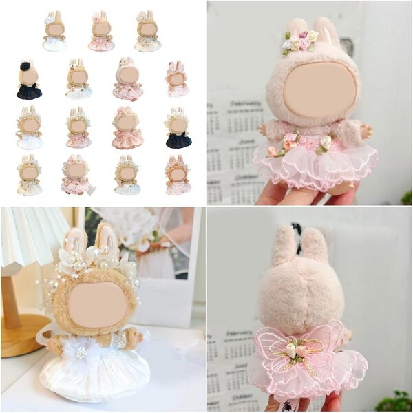 Hochzeitskleid-Set für 15-cm-Puppen mit Spitzen- und Tüllrock und Haarband