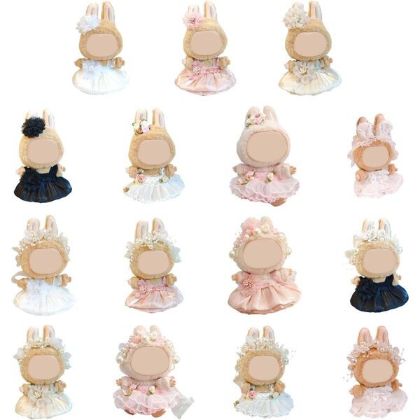 Hochzeitskleid-Set für 15-cm-Puppen mit Spitzen- und Tüllrock und Haarband