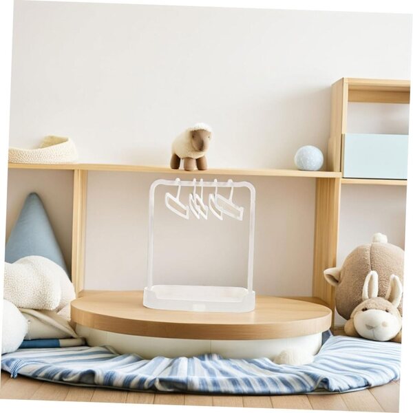 Tragbarer und platzsparender Mini-Wäscheständer und Kleiderbügel für Puppen mit 6 Kleiderbügeln