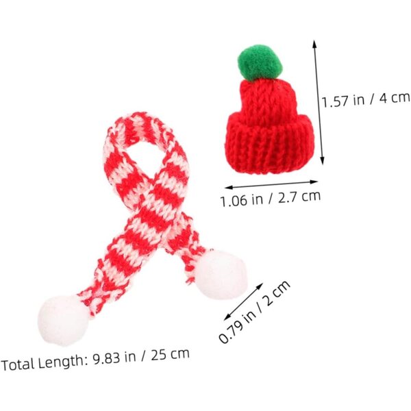 ERINGOGO 12 gestrickte Mini-Weihnachtsmützen und Schals für Basteldekorationen