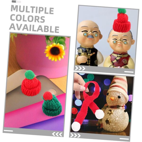 ERINGOGO 12 gestrickte Mini-Weihnachtsmützen und Schals für Basteldekorationen