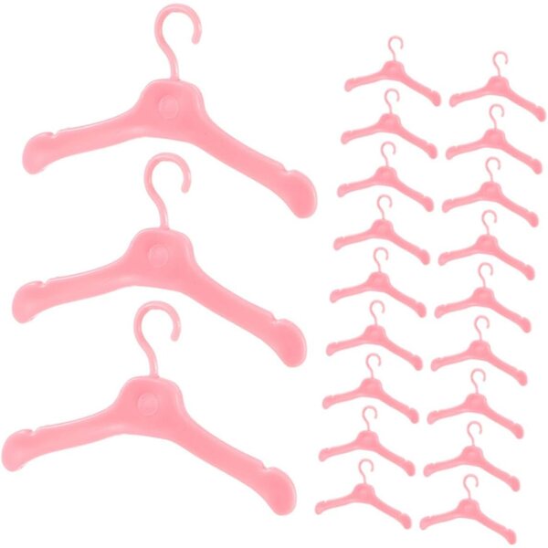 60 stilvolle und langlebige rosafarbene Mini-Puppen-Kleiderbügel für die Spielzeuggarderobe