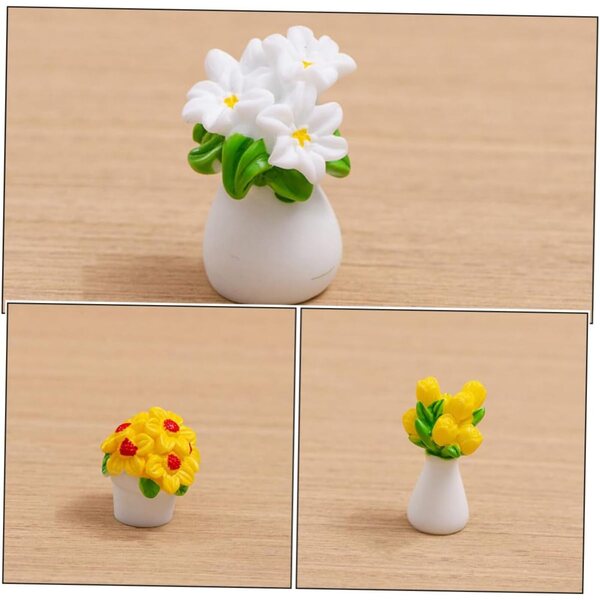12 Mini Bonsai in Vaso per Mini Casa Decorativa - Accessori Realistici in Resina