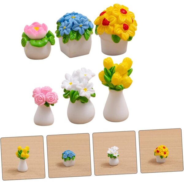 12 Mini Bonsai in Vaso per Mini Casa Decorativa - Accessori Realistici in Resina