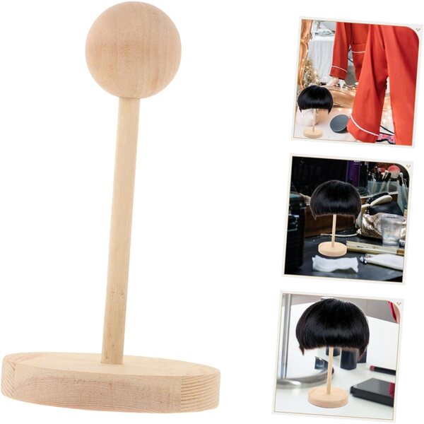iplusmile Porta Parrucche in Legno Rustico Base Antiscivolo per Bambole BJD 8 pollici