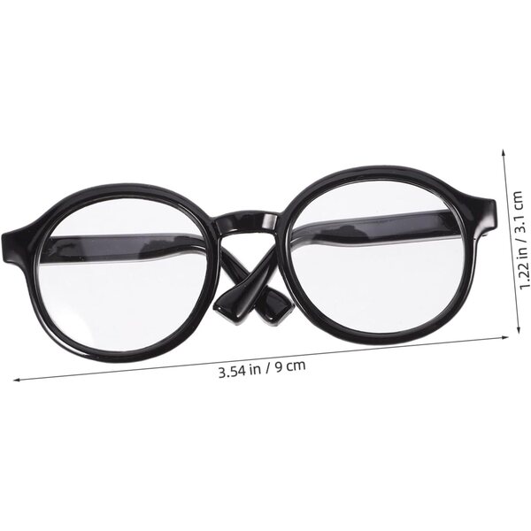 HEMOTON Occhiali per Bambole Rotondi in Plastica Nera con Lenti Trasparenti - Accessori Decorativi
