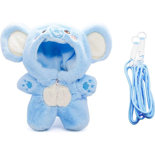 Handgefertigte 17-cm-Puppenkleidung mit flauschigem Elefanten und 124,5 cm verstellbarem Seil