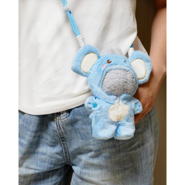 Handgefertigte 17-cm-Puppenkleidung mit flauschigem Elefanten und 124,5 cm verstellbarem Seil