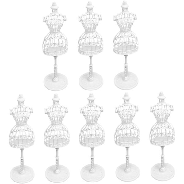 8 pezzi Supporto per Vestiti Bambola in Plastica - Mini Manichini Realistici