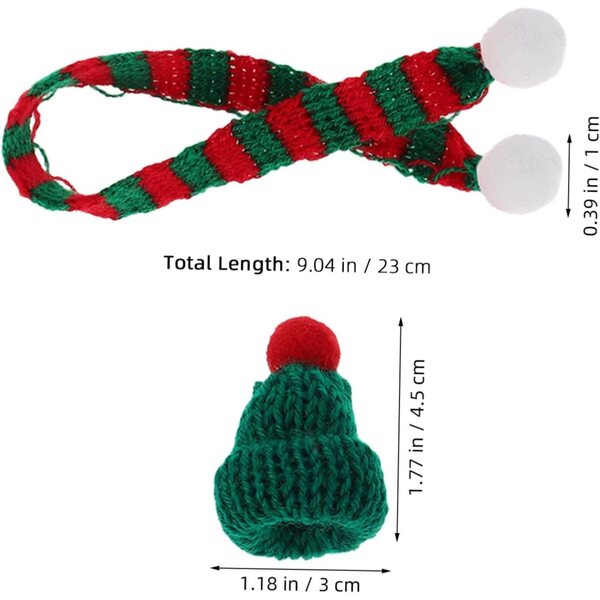 ORFOFE 20 Mini Cappelli e Sciarpe Natalizie per Bambole Decorazioni Rosso e Verde