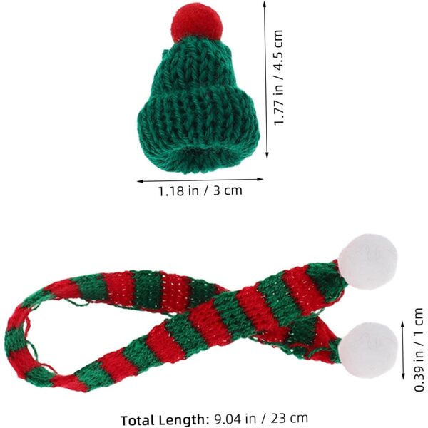 ORFOFE 20 Mini Cappelli e Sciarpe Natalizie per Bambole Decorazioni Rosso e Verde