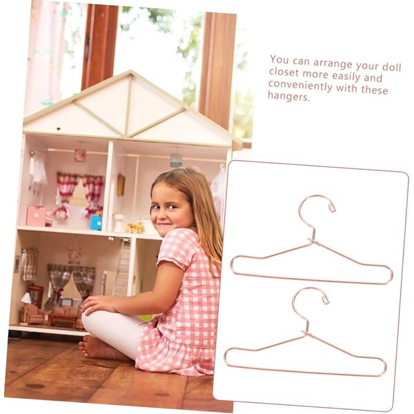 Hemobllo 10pz Grucce Mini in Metallo Rosa per Vestiti Bambole e Case in Miniatura