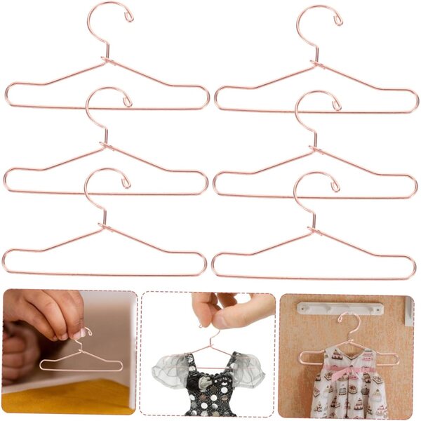 10 Mini Appendiabiti in Metallo Rosa per Bambole - Accessori Decorativi e Organizzazione Casa Miniatura