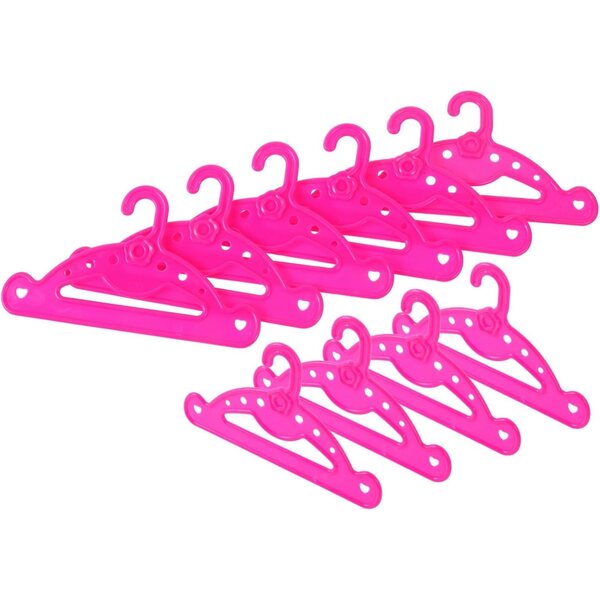 10 Miniatur-Kleiderbügel für Puppen 25–45 cm aus rosa Kunststoff ERINGOGO