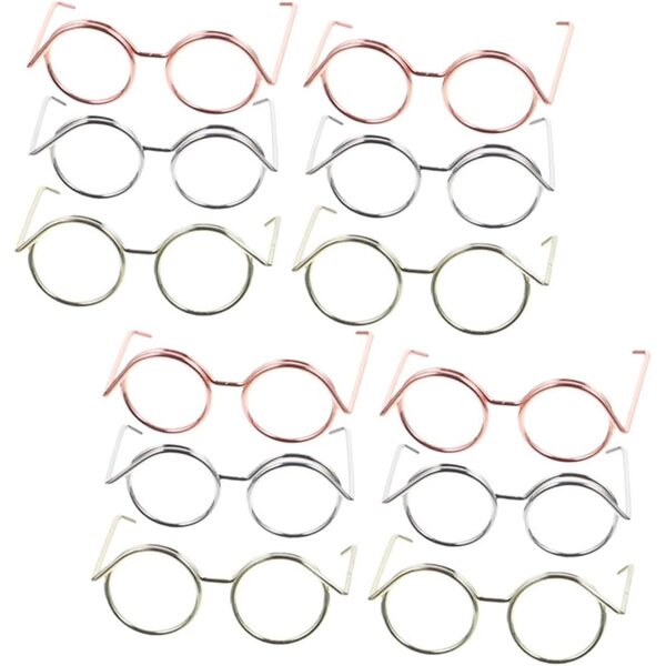 Set 12 Occhiali Miniatura per Bambole in Rame Multicolor - Accessori Decorativi Fai da Te