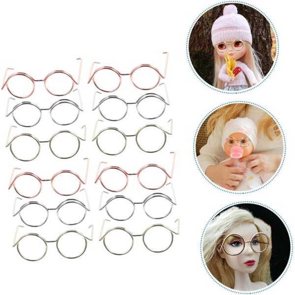 Set 12 Occhiali Miniatura per Bambole in Rame Multicolor - Accessori Decorativi Fai da Te