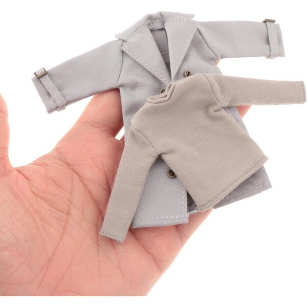 Kleidung für männliche Actionfiguren im Maßstab 1:12: Trenchcoat und elegantes graues Hemd