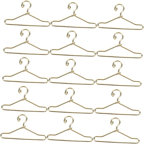 IMIKEYA 24 Stück goldene Mini-Kleiderbügel für Puppenkleidung, zum Organisieren des Kleiderschranks