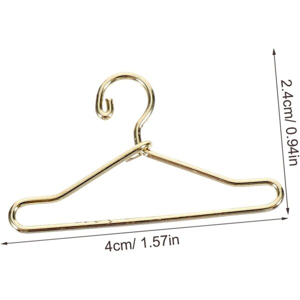IMIKEYA 24 Stück goldene Mini-Kleiderbügel für Puppenkleidung, zum Organisieren des Kleiderschranks