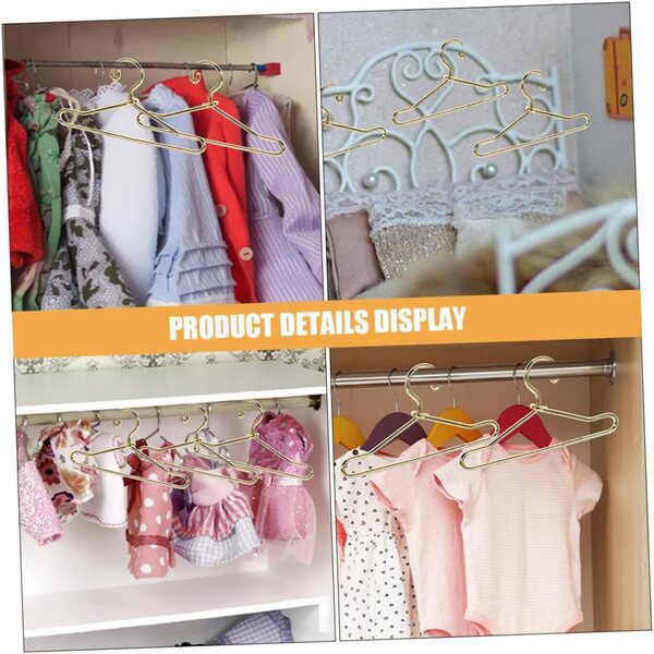IMIKEYA 24 Stück goldene Mini-Kleiderbügel für Puppenkleidung, zum Organisieren des Kleiderschranks