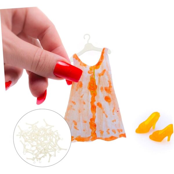 ORFOFE 60 pezzi Grucce Miniature per Vestiti di Bambole in Plastica Resistenti