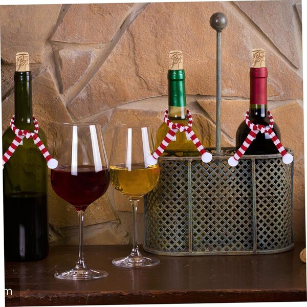 Set 10 Mini Sciarpe Natalizie Rosso Bianco in Panno Morbido per Bottiglie e Bambole