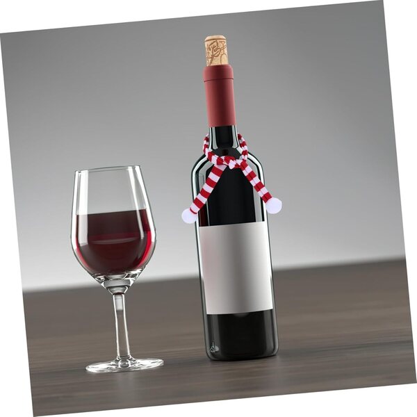 Set 10 Mini Sciarpe Natalizie Rosso Bianco in Panno Morbido per Bottiglie e Bambole