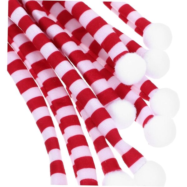 Set 10 Mini Sciarpe Natalizie Rosso Bianco in Panno Morbido per Bottiglie e Bambole