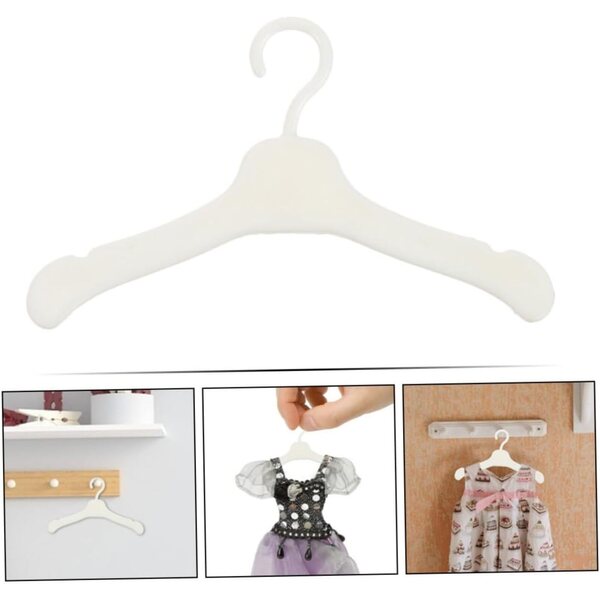 Abaodam 100 Pezzi Mini Grucce Appendini in Legno per Bambole - Accessori Organizzazione Guardaroba