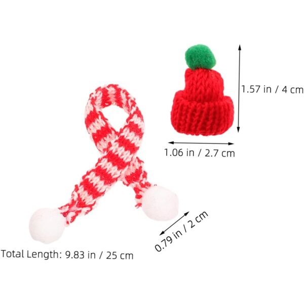 12 Mini Cappelli e Sciarpe Natalizie in Maglia per Bambole e Decorazioni Fai da Te
